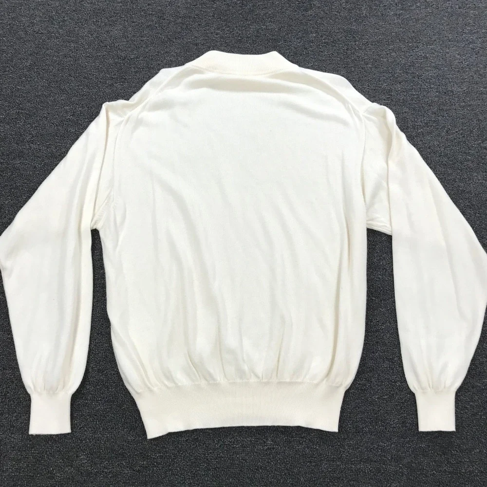 Maglificio Florence White Mock Neck Sweater Made in Italy Cotton Rayon Mens M